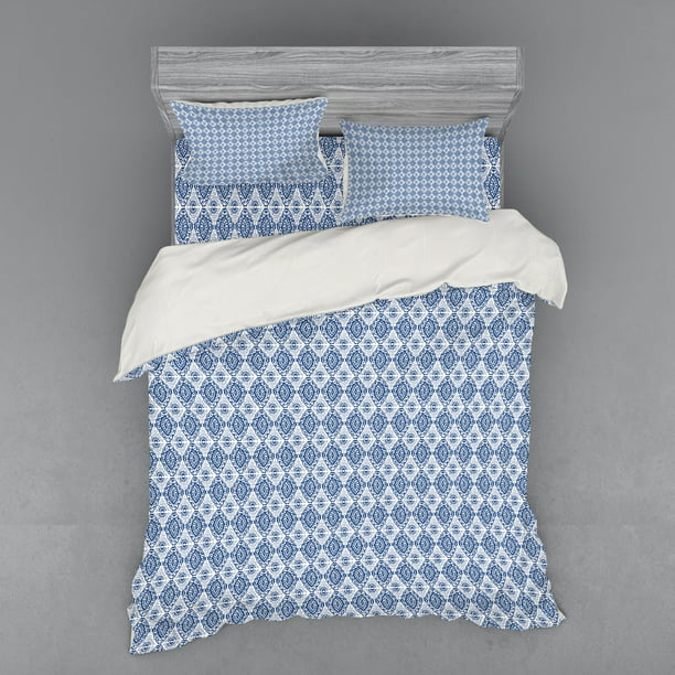 Blue And White Duvet Cover Set, White Duvet Cover With Ties