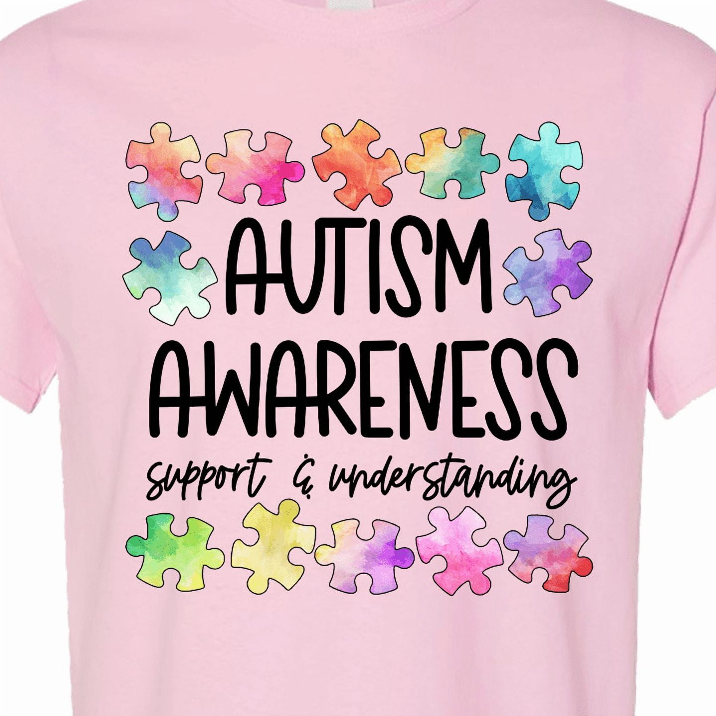 Inktastic Autism Awareness Support and Understanding Puzzle Pieces T-Shirt