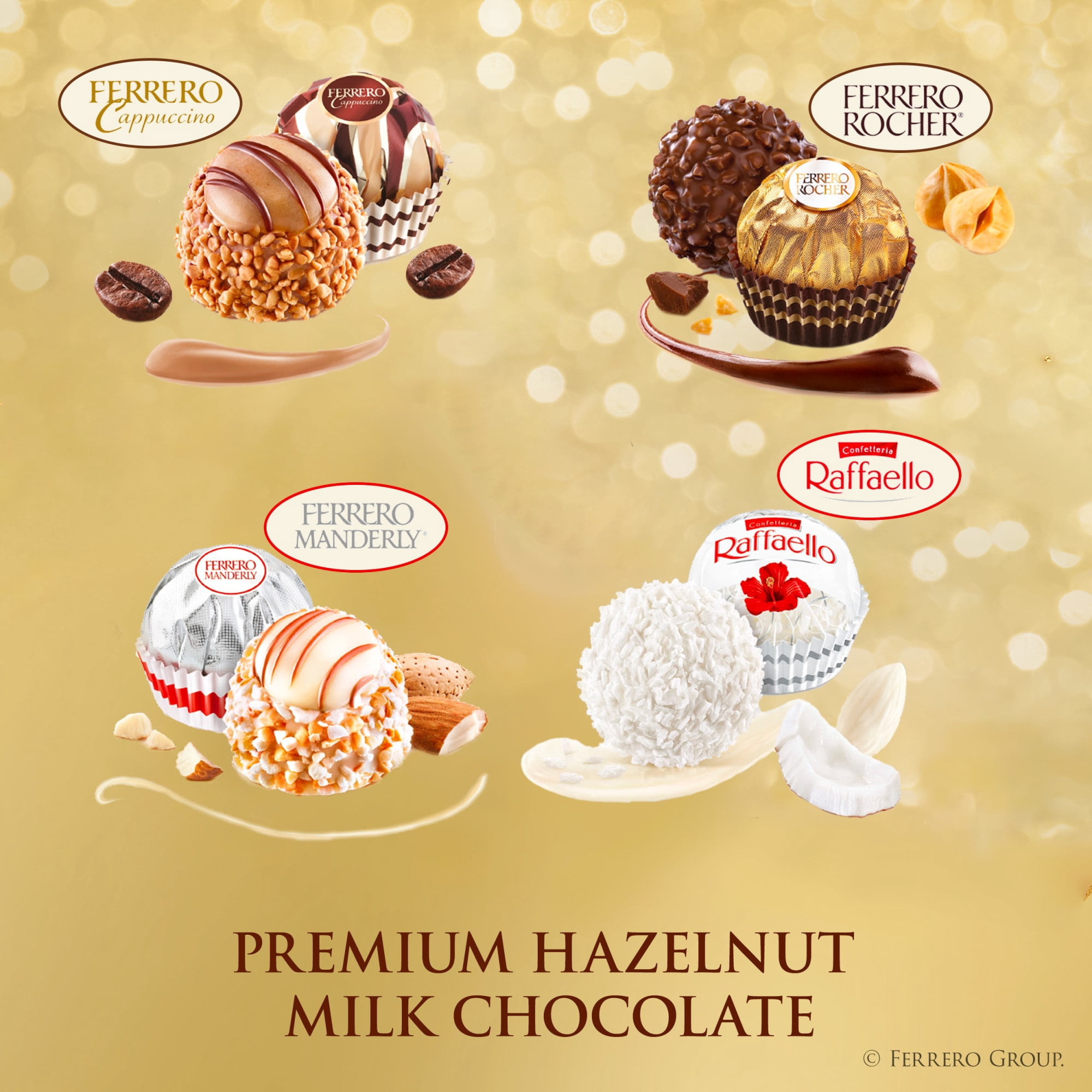 (2 pack) Ferrero Collection Grand Assortment, Hazelnut Chocolate, Coconut, Almond, Cappuccino, Holiday Gift Box, 12 Count, 4.1 oz