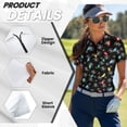 thumbnail image 5 of COEQINE Women V Neck Golf Shirts 1/4 Zip Short Sleeve Polo Shirts Light and Snowflake Black Print Quick Dry Fit Polo Shirts Lightweight Soft Tennis Activewear, L, 5 of 7