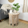 thumbnail image 2 of Northlight 18" Walnut Brown and Brushed White Octagonal Side Table, 2 of 5