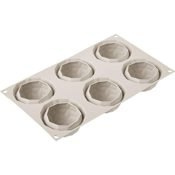 Silikomart Mini Gemma Silicone Mold, Flexible Tray Creates 6 Textured Gemstone-Shaped Desserts