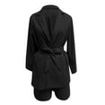 thumbnail image 3 of WAYUTE 2 Piece Sets for Women Lapel Business Office Plain V Neck Long Sleeve Suit Jacket Slim Fit Solid Color Shorts Sets, 3 of 5