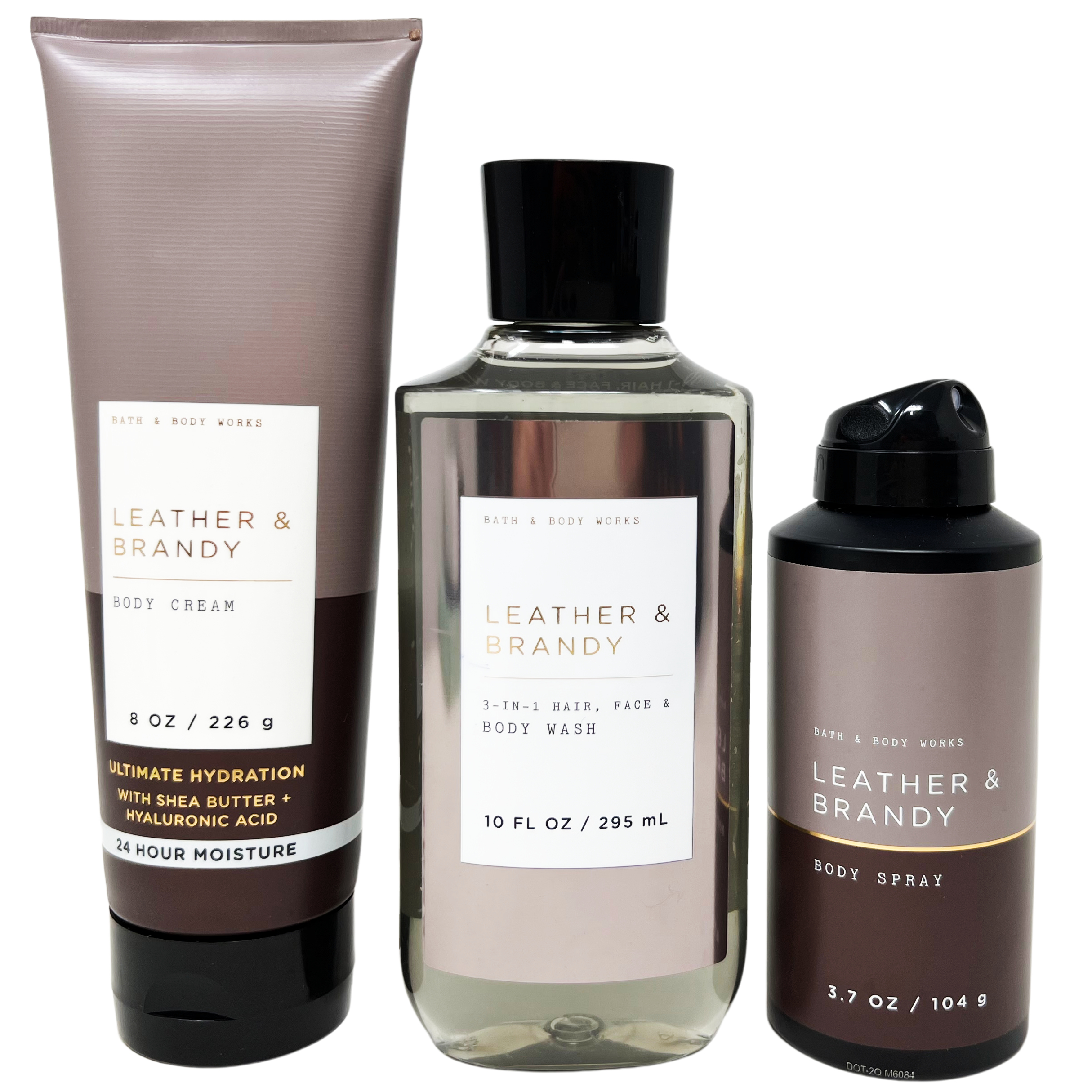 Bath and Body Works Leather and Brandy Gift Set Trio Includes Body