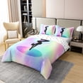 thumbnail image 2 of Space Star Glitter Bedding Set Full Size, Gymnastics Comforter Cover Gymnast Gifts , Gymnastics Lover Duvet Cover Tie Dye Starry Sky Bedspread Cover Rainbow Room Decor, Purple Teal, 2 of 7