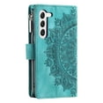thumbnail image 3 of Dteck for Samsung Galaxy S23 Case with Zipper Wallet Detachable Crossbody Shoulder Strap, Embossed Mandala Floral Leather Folio Flip Wristlet Shockproof Protective ID Credit Card Holder Cover, Green, 3 of 9