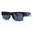 thumbnail image 6 of Locs Mens Thick Temple Half Rim Squared Rectangle Gangster All Black Sunglasses Matte Black, 6 of 8