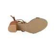 thumbnail image 5 of BLISSFUL STEP Women's Open Toe Lace up Sandals Mid Block Heels Sandals Brown 5, 5 of 8