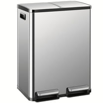 Atilioo 16 Gallon Dual Compartment Trash Can, Stainless Steel Garbage Can with Foot Pedal, Soft-Close Lid, 2 x 30 L Large Capacity Recycling Bin, Perfect for Kitchen, Office