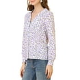 thumbnail image 4 of INSPIRE CHIC Women's 1950s Vintage Long Sleeve Printed Button Down Tops L White, 4 of 7
