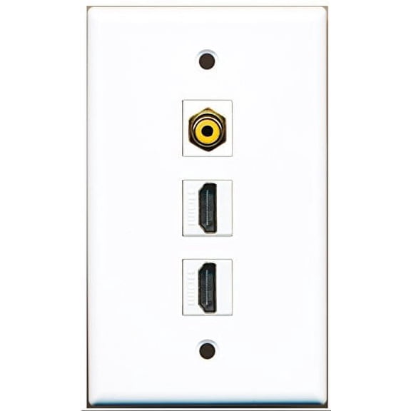 RiteAV - 2 Port HDMI 1 RCA Yellow Wall Plate