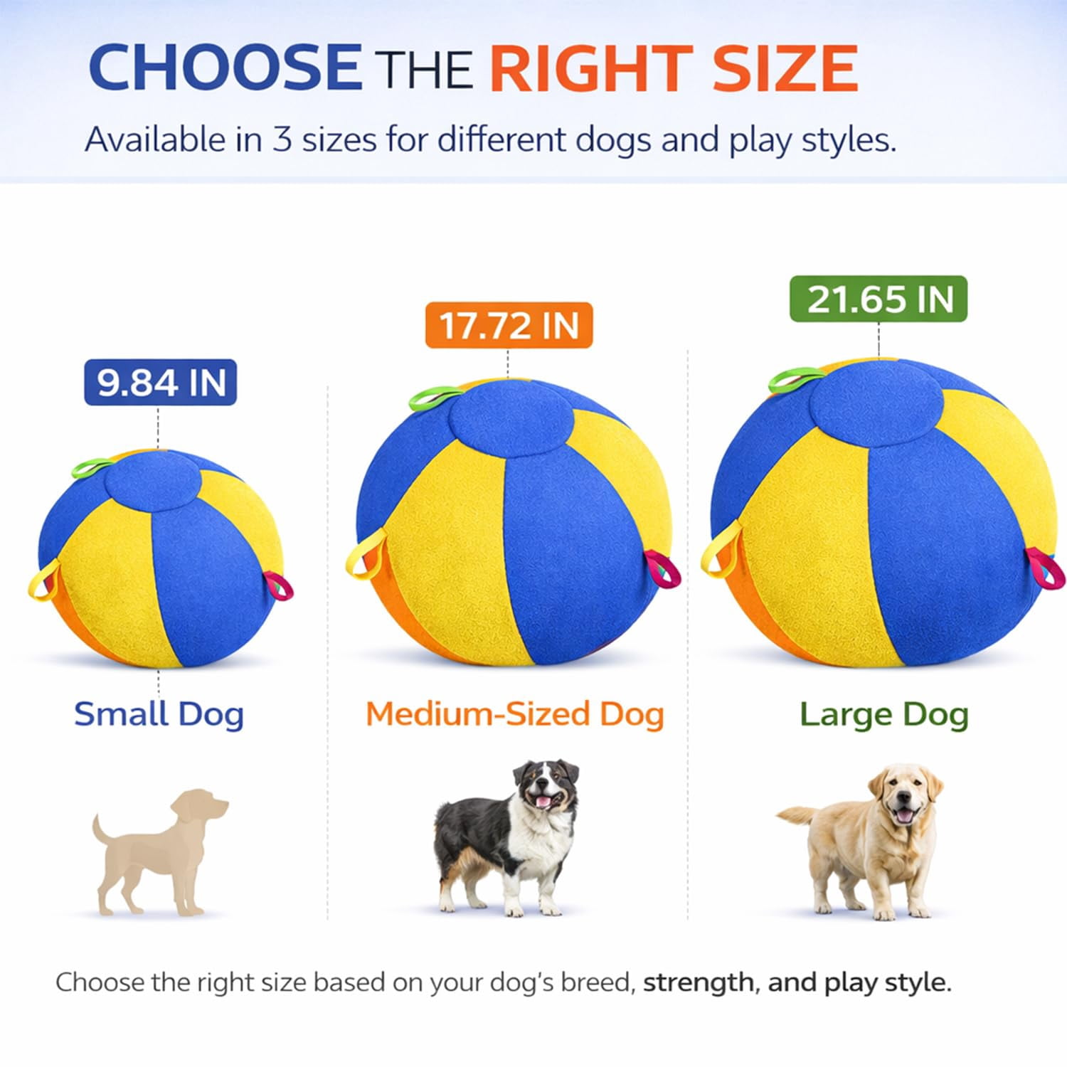 Calming Jumbo Ball for Dogs, Giant Interactive Dog Ball with Straps, Durable Inflatable Exercise Toy for Boredom Relief, Training, Outdoor Play and Energy Release