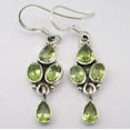 thumbnail image 2 of SilverStarJewel 925 Solid Silver Facetted Green Peridot Indian Fashion Dangling Earrings 4 CM, 2 of 3