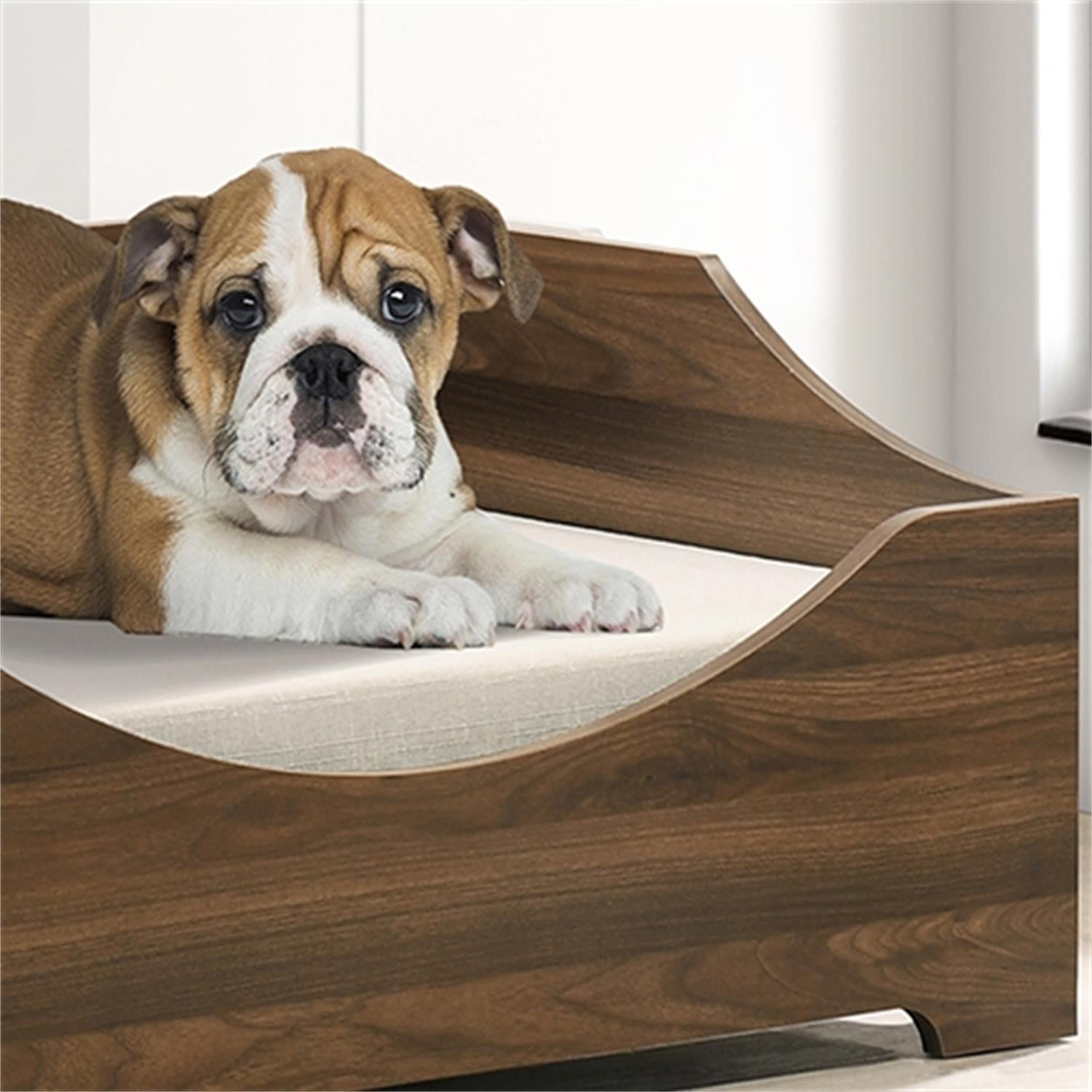 Pefilos 36" Wooden Pet Bed, Small to Medium Elevated Pet Bed, Modern Comfy Pet Bed with Cushion, Brown Pefilos 36" Wooden Pet Bed, Small to Medium Elevated Pet Bed, Modern Comfy Pet Bed with Cushion, Brown