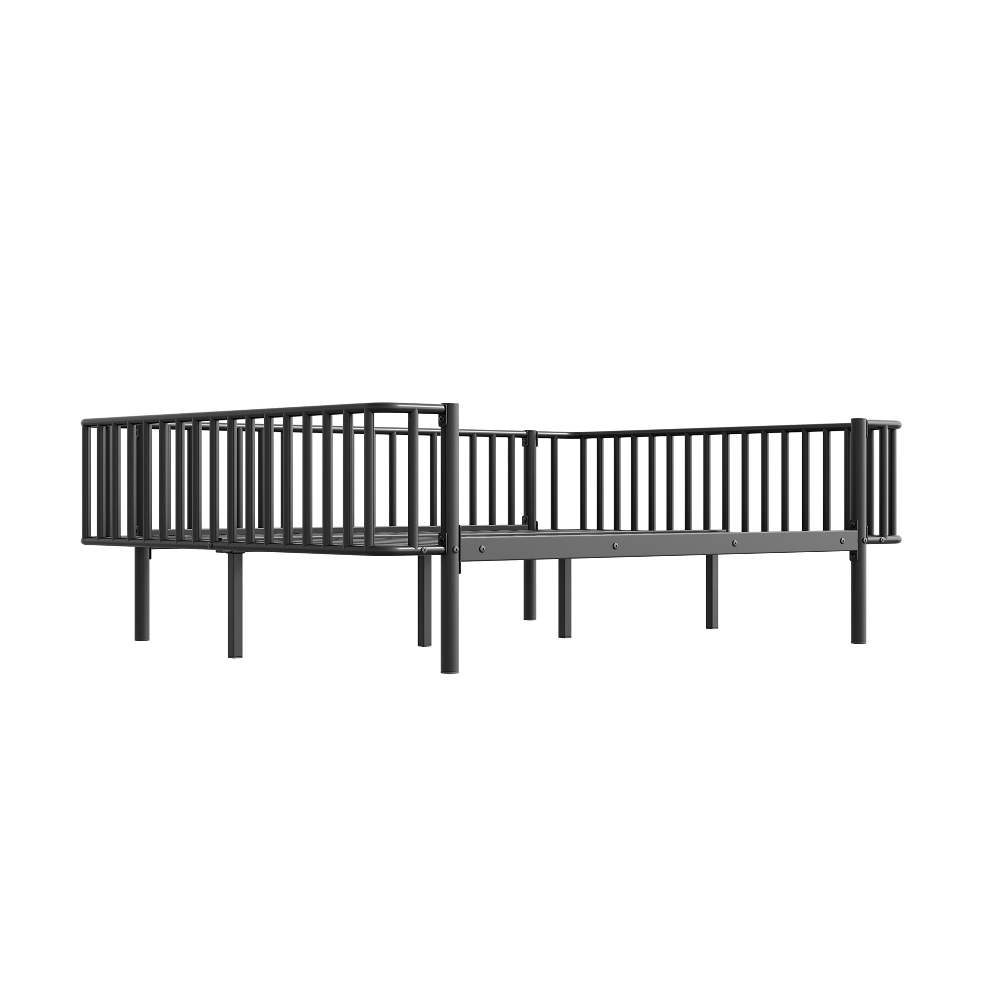 Euroco Metal Full Size Daybed, Sturdy Metal Sofa Bed with Guardrails, No Box Spring Needed, Black