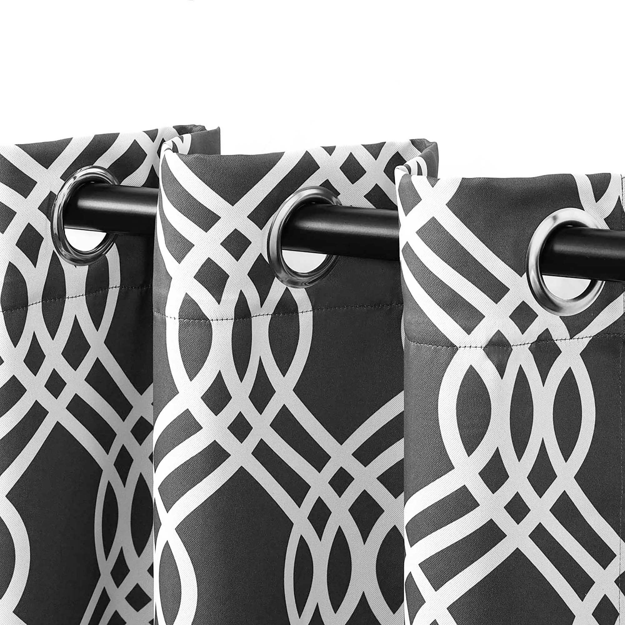 Superior Ribbon Blackout Curtains Set of 2, Grommet Header Cutain Panel Pair, Chrome, 42"W x 84"L