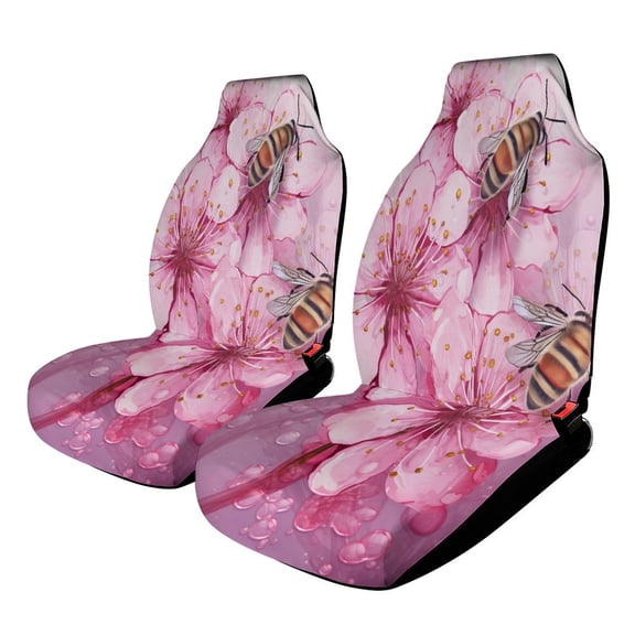 Car Seat Covers Pink Blossoms Bees Universal Size Fit For Most Car Suv Truck Van Car Accessories Interior Seat Covers For Car Full Set