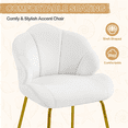 thumbnail image 4 of FullFurnique Modern Velvet Accent Chair with Shell-shaped Backrest, White, 4 of 10