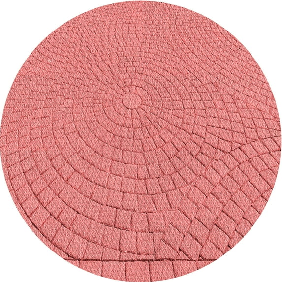 Ahgly Company Machine Washable Indoor Round Transitional Fire Engine Red Area Rugs, 7' Round