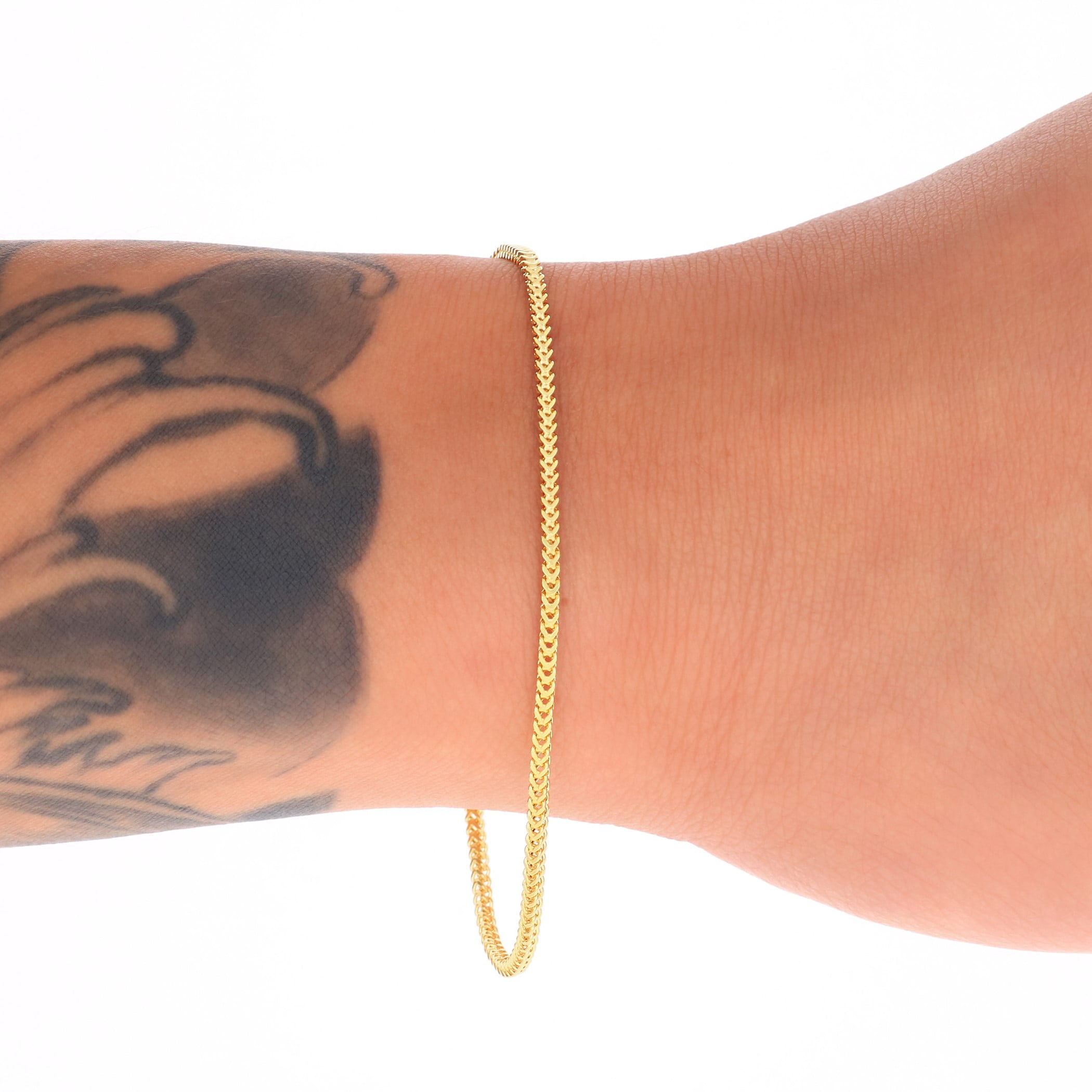Nuragold 10K Real Yellow Gold Franco Square Chain Wheat Bracelet 7"-9" (1.5mm-6mm) Italian Jewelry for Men & Women