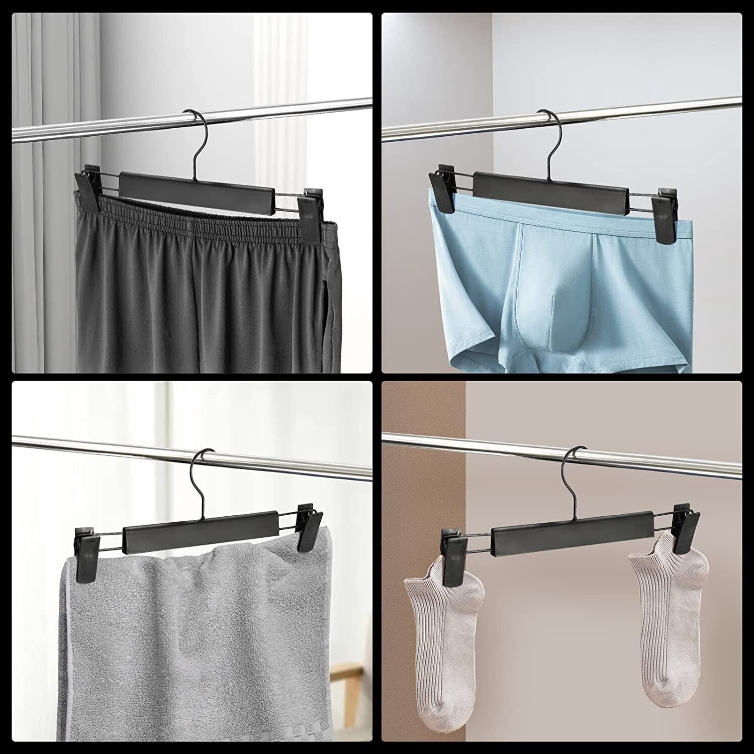 10 Strong Pants Hangers Adjustable Clip Nonslip For Trousers Skirt Dress Slacks