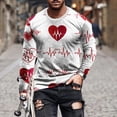 thumbnail image 2 of Pompotops T-Shirt Décontracté à Col Rond Manches Longues pour Hommes Imprimé 3D Saint-Valentin en Solde, 2 of 5