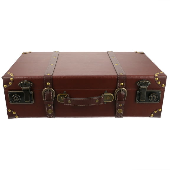 SKISUNO Vintage Suitcase Rectangular Wooden 1Set 19X11.6X5.7in