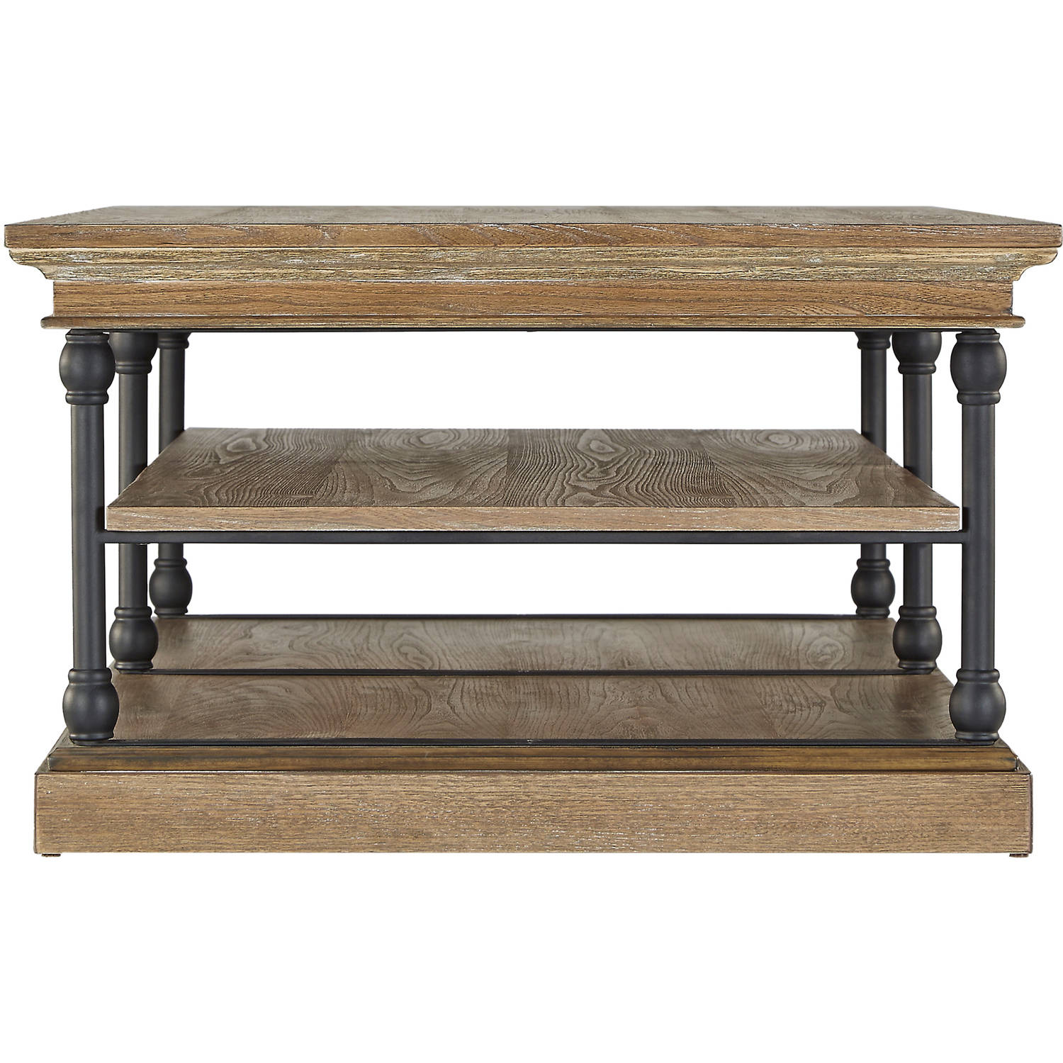 Weston Home Cabana Rectangular Storage Shelf Coffee Table, Brown