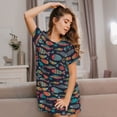 thumbnail image 3 of Sikiie Colorful Fish Print Women's Short-sleeved Nightdress, Round Neck Pullover Nightdress Pajamas Summer Home Wear, 3 of 6