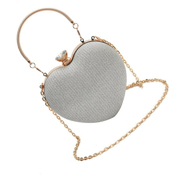Women Heart Shaped Shoulder Bag Stylish Evening Bag Chain Strap Evening Clutches Bag Evening Handbag for Party Prom