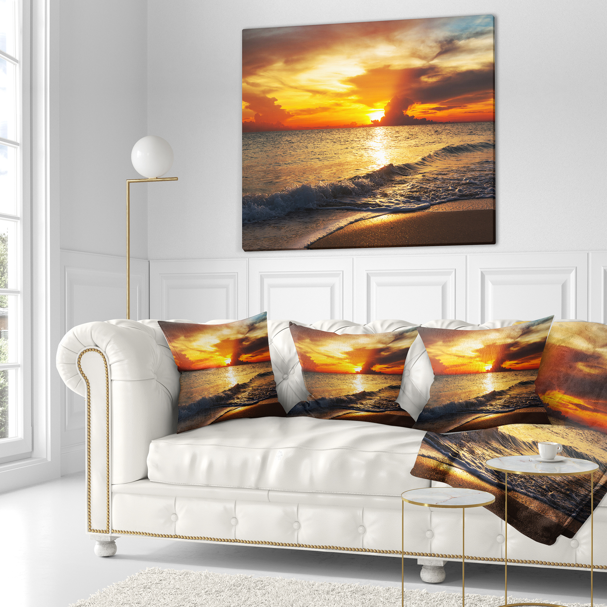 Designart 16" x 16" Multi-color Polyester Throw Pillow