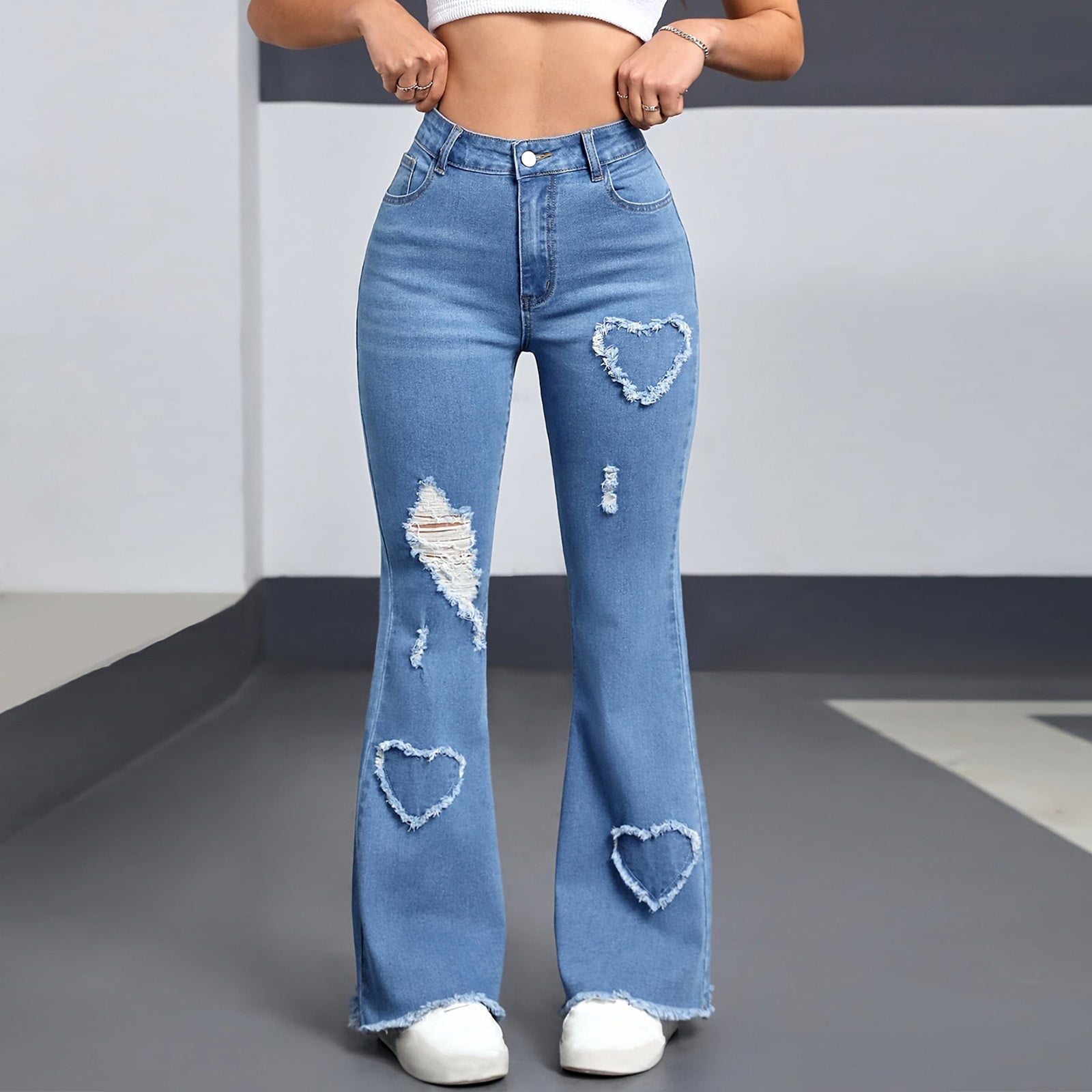 WMTBSRSW Bell Bottom Jeans for Women High Waisted Stretchy Flare