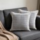thumbnail image 1 of 17.72x17.72in Cottons Quilted Striped Splicing Throw Pillow Cover Modern Wabis Sabi Cushion Case With Hidden Zipper Easys Install For Sofa Bed, 1 of 6