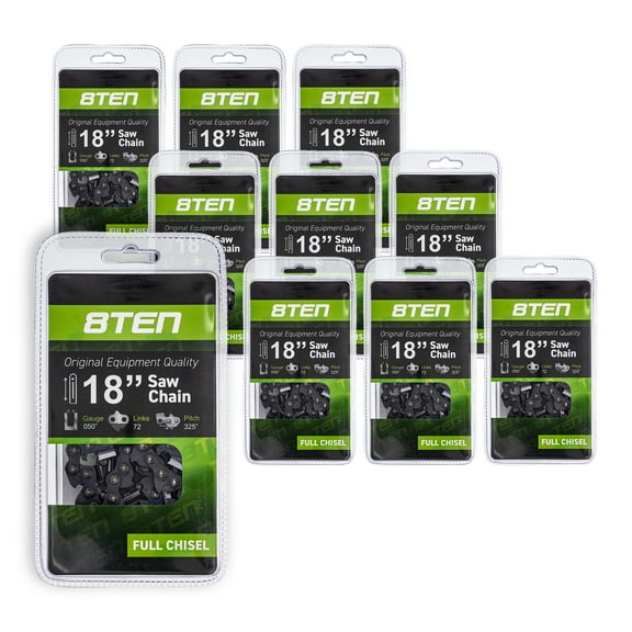 8TEN Chainsaw Chain 18 inch .325 Pitch for Husqvarna 345 350 340 10 Pack 810-CCC2226H