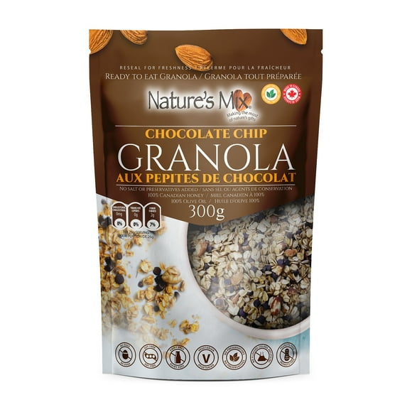 Nature's Mix Granola aux Pépites de Chocolat, Sac Refermable, 300 g