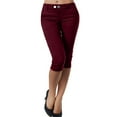 thumbnail image 2 of Women's Plus Size Calf-Length Casual Pants Trousers Slacks Solid Color Button Fly Zipper Elastic Waistband Stretchy Comfy Lounge Wear Office Work Travel Essentials | Aestivo,Wine M, 2 of 8