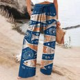 thumbnail image 2 of Arlun Women Linen Wide Leg Casual Pants Trendy Graphic Printed Lightweight Drawstring Elastic Waisted Holiday Flowy Pants Soft Comfortable Beach Palazzo Pants Orange S, 2 of 5