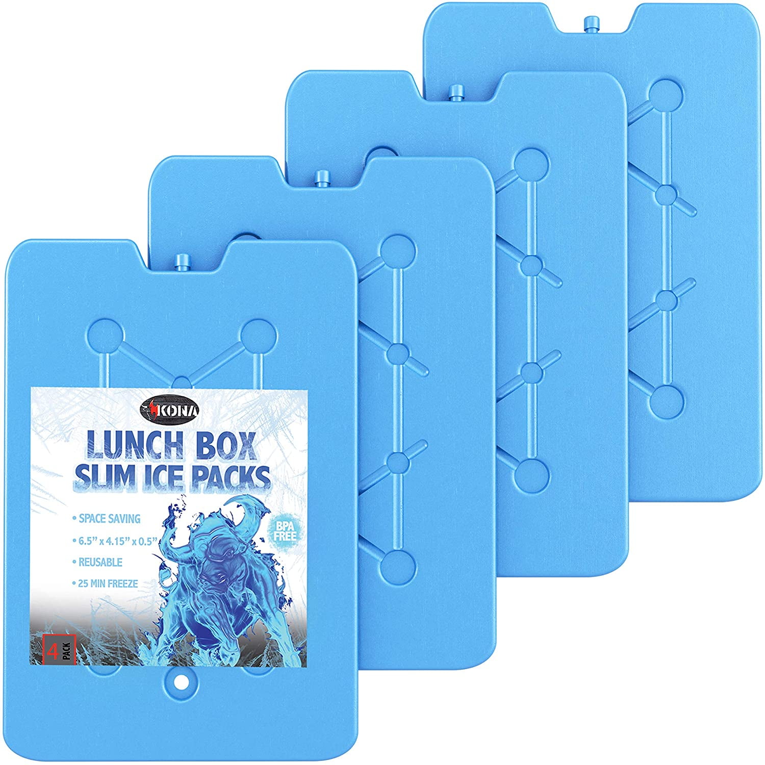 Kona BBQ Lunch Box Slim Ice Packs - Blue, Reusable Freezer Packs for Lunch Box, Cooler, & Freezer