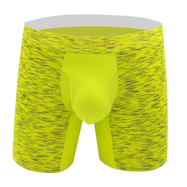 zbxnLI Men's Boxer Briefs Stretch Long Leg Compression Underwear Breathable Comfort Soft Underpants with Fly