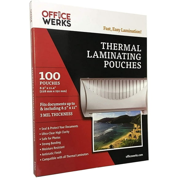 Thermal Laminating Pouches, 8.9" x 11.4", 100 Pack, 3 Mil, Compatible With All Thermal Laminators