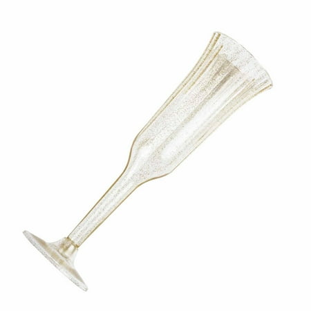 Wedding Party Toasting Flute - BalsaCircle 12 pcs 6 oz Plastic Glittered Champagne Flutes - Wedding Party Disposable Tableware Catering