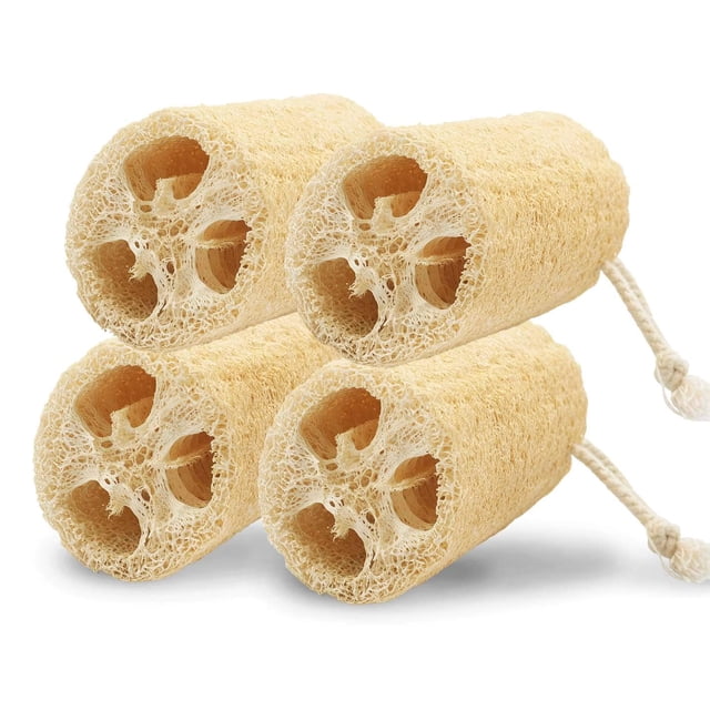 Xiao Hua Esponja de lufa natural orgánica de 6 piezas, esponja de lufa sin blanquear, exfoliante de ducha ecológico, adecuado para la limpieza profunda y el cuidado de la piel del cuerpo.