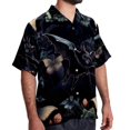 thumbnail image 2 of Bats Men's Casual Printed Button Down Short Sleeve Spread Collar Beach Shirts for Summer, Unisex, 2 of 6