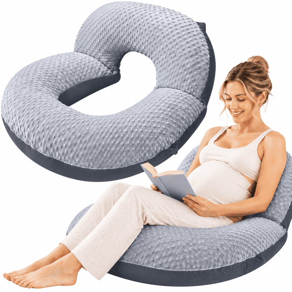 INSMART Pregnancy Pillow, Soft Memory Foam U Shaped Full Body Maternity Pillow with Removable Washable Cover, Support Back, Belly, Hips & Legs for Side Sleeping Pregnant Women, 55 Inch, Grey
