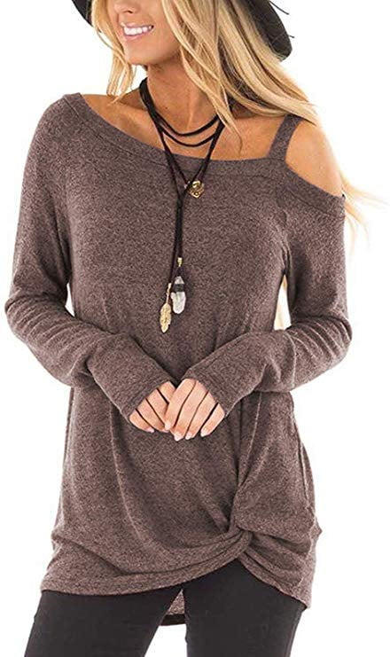 Shirts Cold Shoulder Tops Long Sleeve 