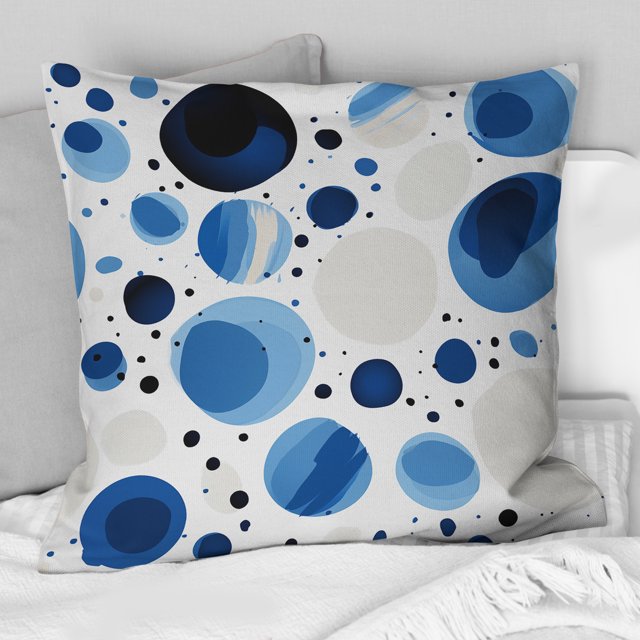 Designart "Minimalist Geometry With Cobalt Blue Circles II" Geometric Throw Pillow - Modern Pillow For Couch - Insert And Pillows Covers For Bedroom Decor