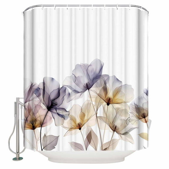 Fabric Shower Curtain, Purple Watercolor Flower Texture Printing Bathroom Curtain with 12 Hooks Waterproof No Bad Odor Machine Washable Bath Curtains for Bathroom, Spa Room, 36"x72"