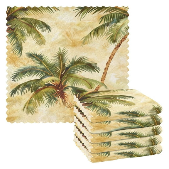 Ryvnso Retro Palm Trees Kitchen Towels Dish Clothes for Drying Dishes Cleaning Absorbent Set of 6