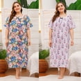 thumbnail image 5 of Women's Plus Size Long Nightgowns Floral Print Short Sleeve Long T-Shirt Lounger House Dress Casual Loose Nightshirts, XL-4XL, 5 of 8