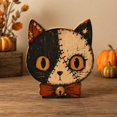 thumbnail image 6 of Vintage Halloween Cat Wooden Block, Primitive Rustic Farmhouse Tabletop Figurine, Tray Desktop Sign, Spooky Wooden Centerpiece Signs for Home Office Halloween Party Decorations(C), 6 of 8